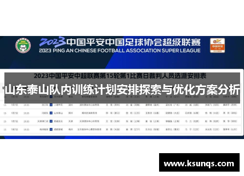 山东泰山队内训练计划安排探索与优化方案分析